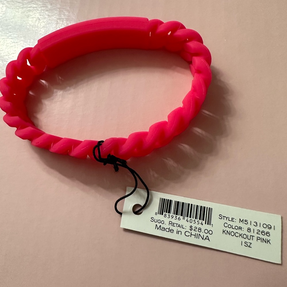 NWT Marc by Marc Jacobs Knockout Neon Pink Braided Silicone Bracelet